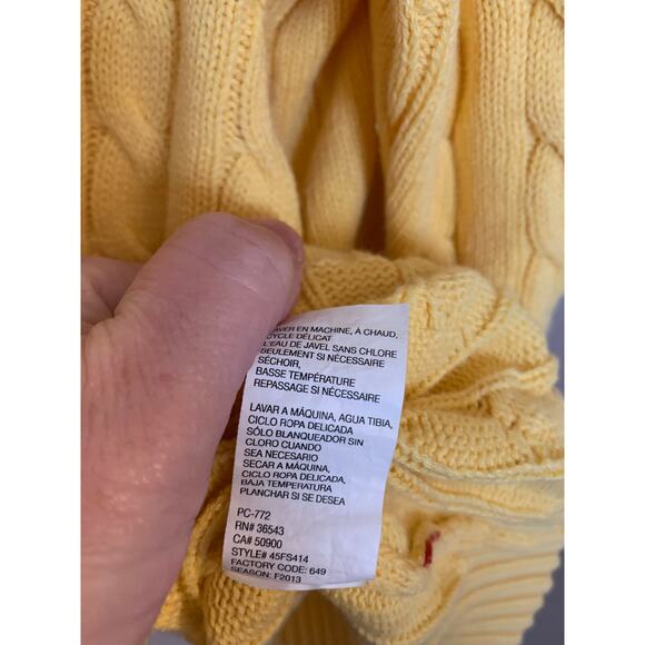 Izod Yellow Cable Knit Men's Large Quarter Zip Pullover 100% Cotton Sweater - Picture 7 of 11